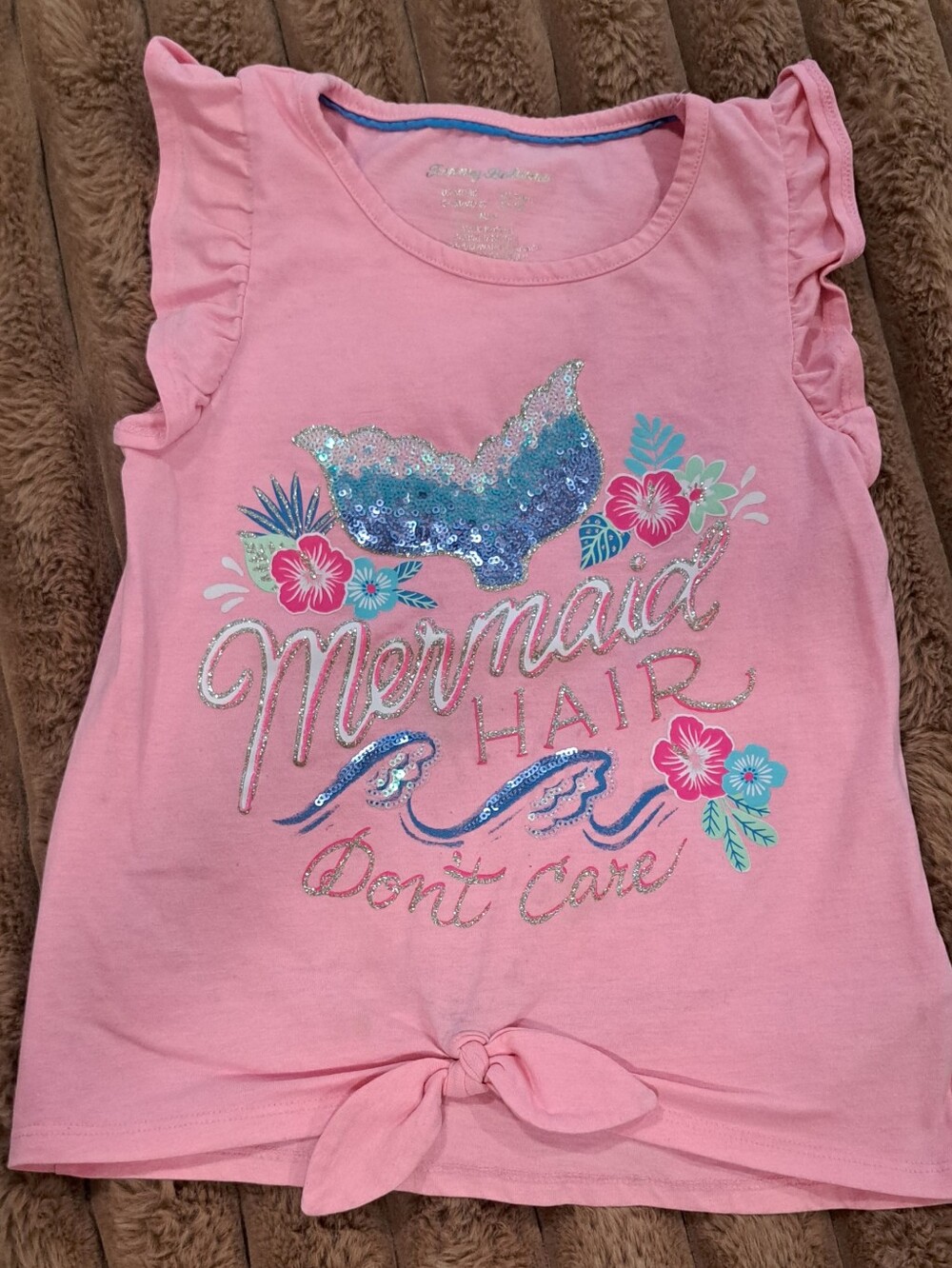 Tommy Bahama Girls Tank Top Size M 7/8 Pink Mermaid Hair Dont Care Sequin Tank